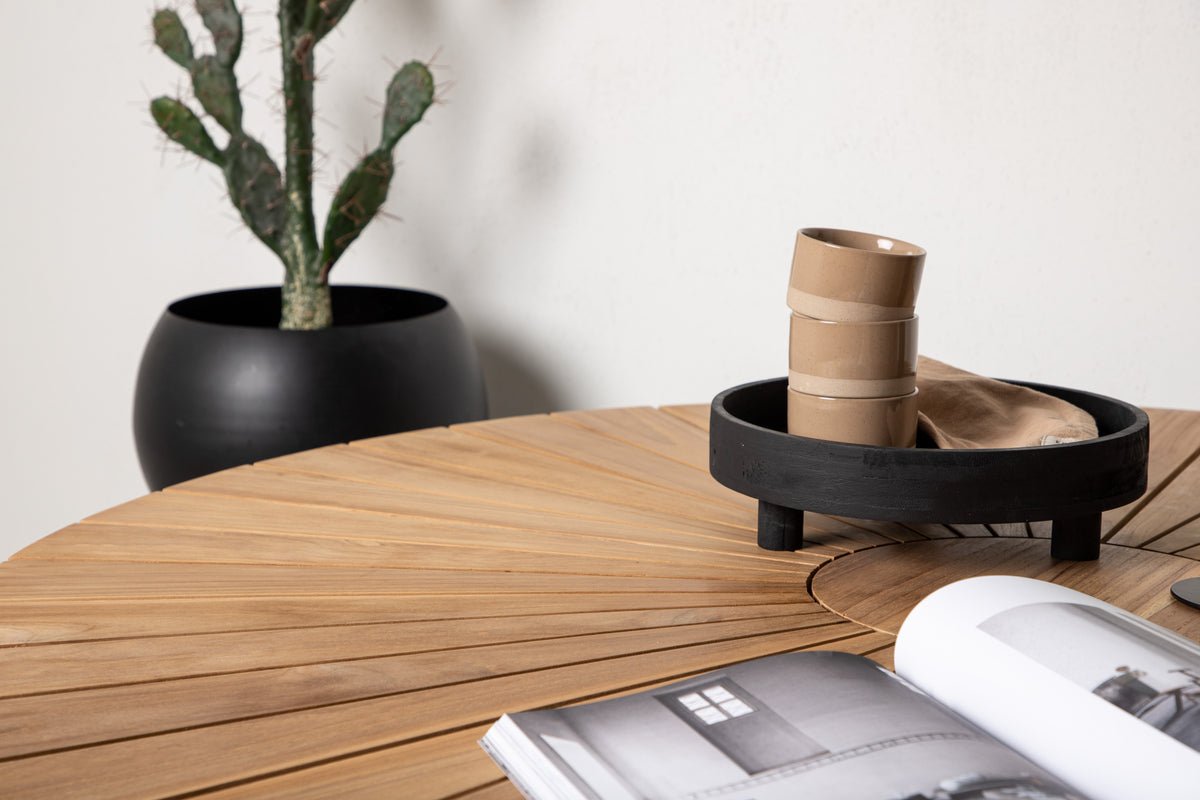 Table de jardin Mirani - une table à manger ronde en Métal et teck