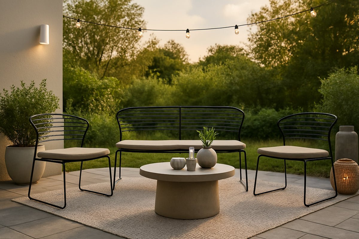 Ensemble de salon de jardin Blueberry - coussins gris inclus