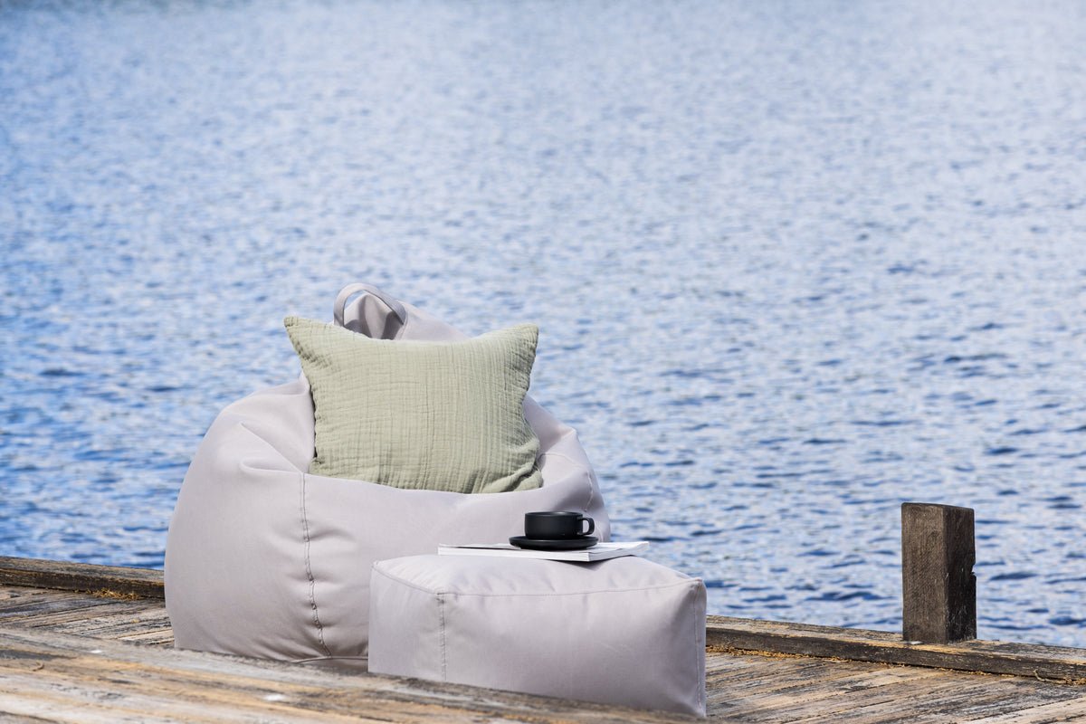 Pouf de jardin Lago - en polyester beige