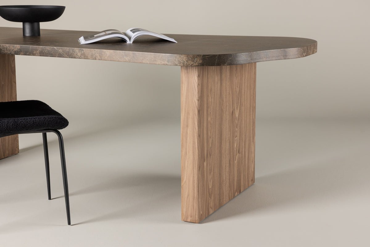 Table à manger Mera - en aspect marbre brun