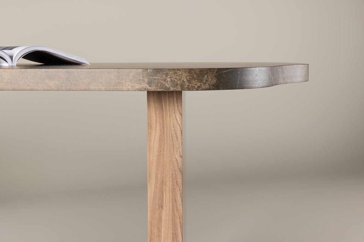 Table à manger Mera - en aspect marbre brun