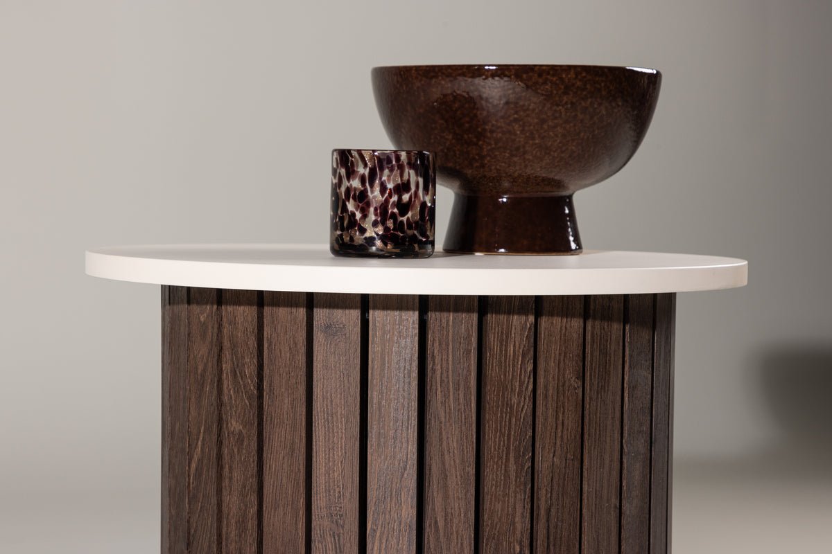 Table d'appoint Elvin – Ø52 cm en aspect bois Beige