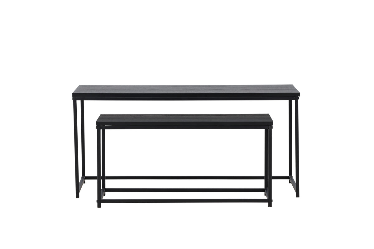 Table basse Fernando - en aspect bois avec cadre en acier