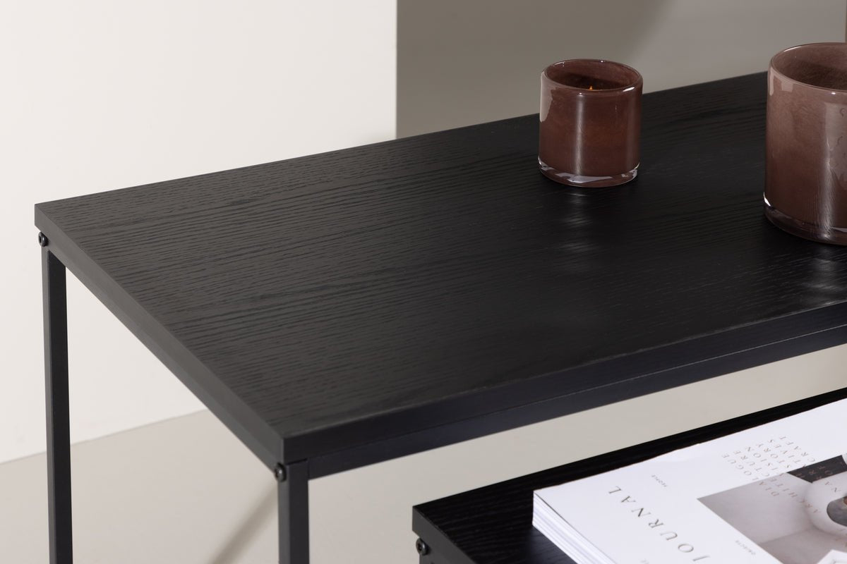 Table basse Fernando - en aspect bois avec cadre en acier