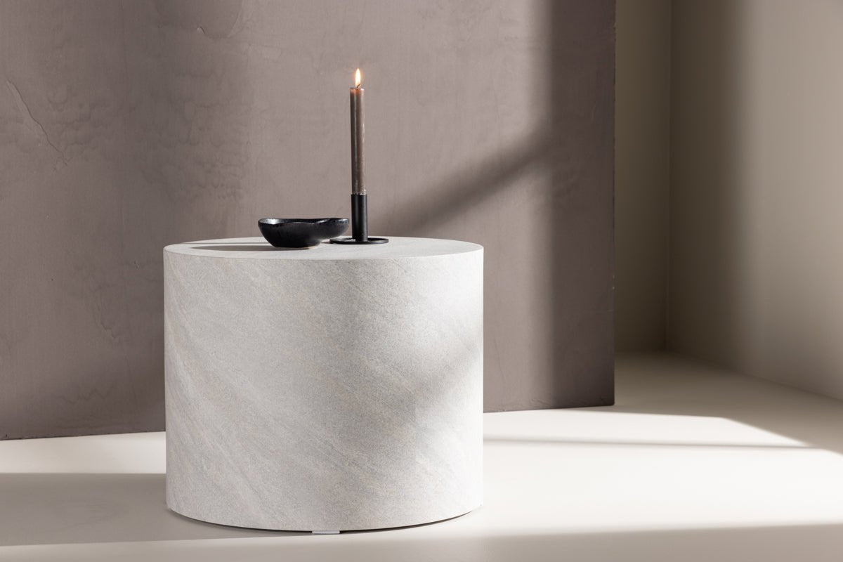 Table basse/table d'appoint Marlo - Forme cylindrique en gris