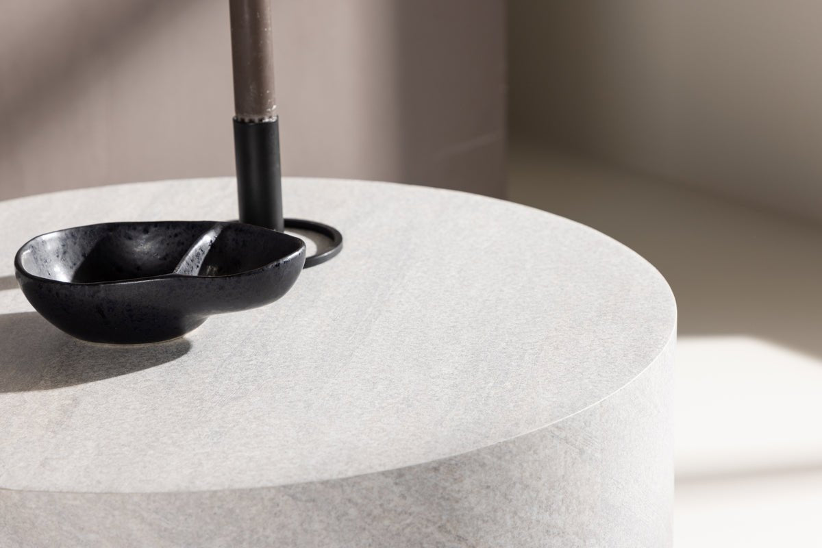 Table basse/table d'appoint Marlo - Forme cylindrique en gris