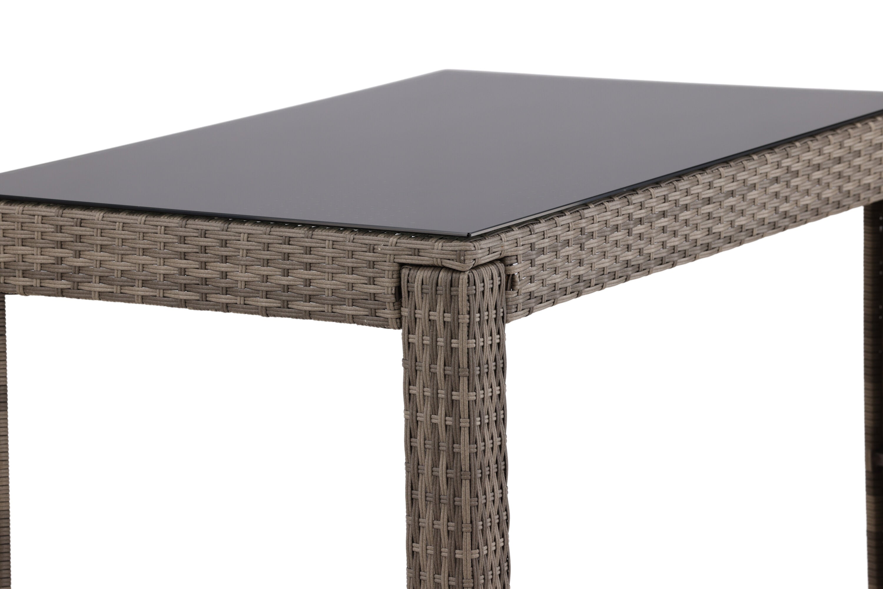 Table haute de jardin Bärbel - Table haute en rotin avec plateau en verre