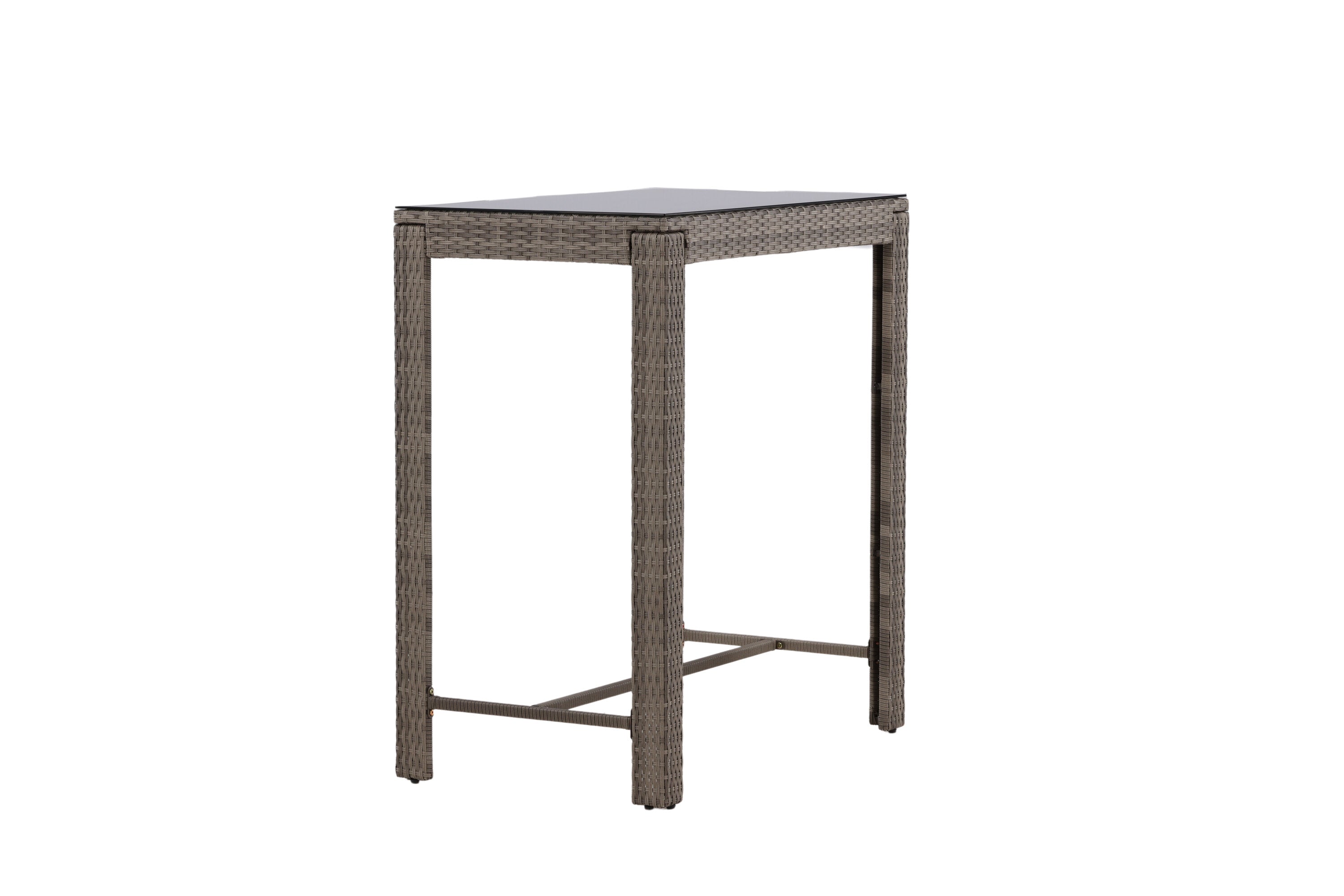 Table haute de jardin Bärbel - Table haute en rotin avec plateau en verre