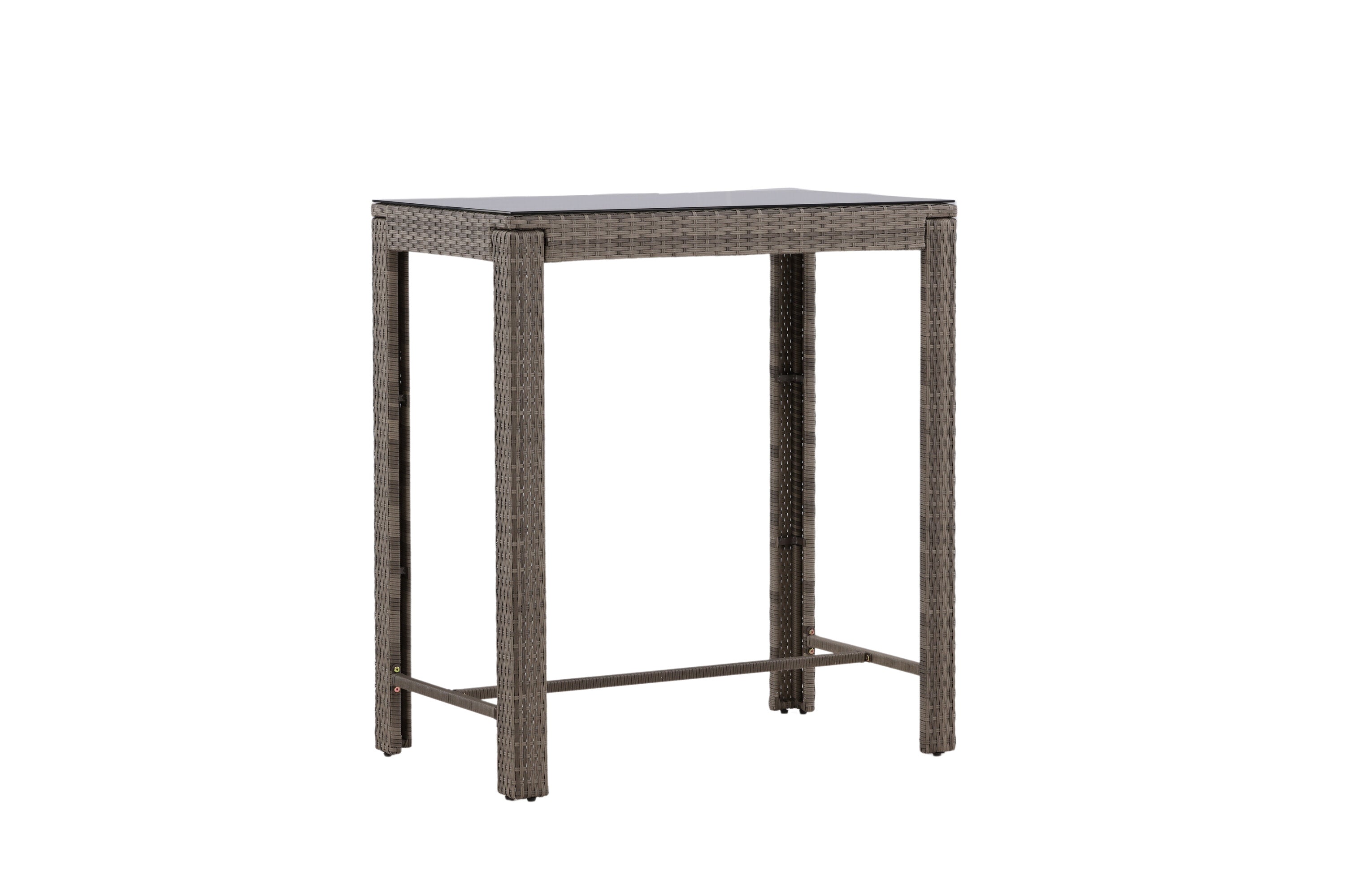 Table haute de jardin Bärbel - Table haute en rotin avec plateau en verre