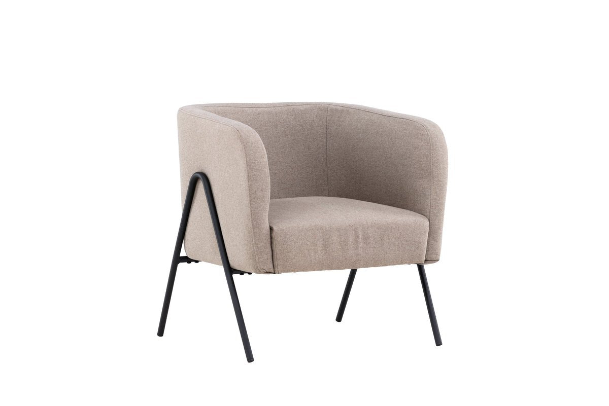 Fauteuil Rufus - avec tissu beige et pieds laqués noirs