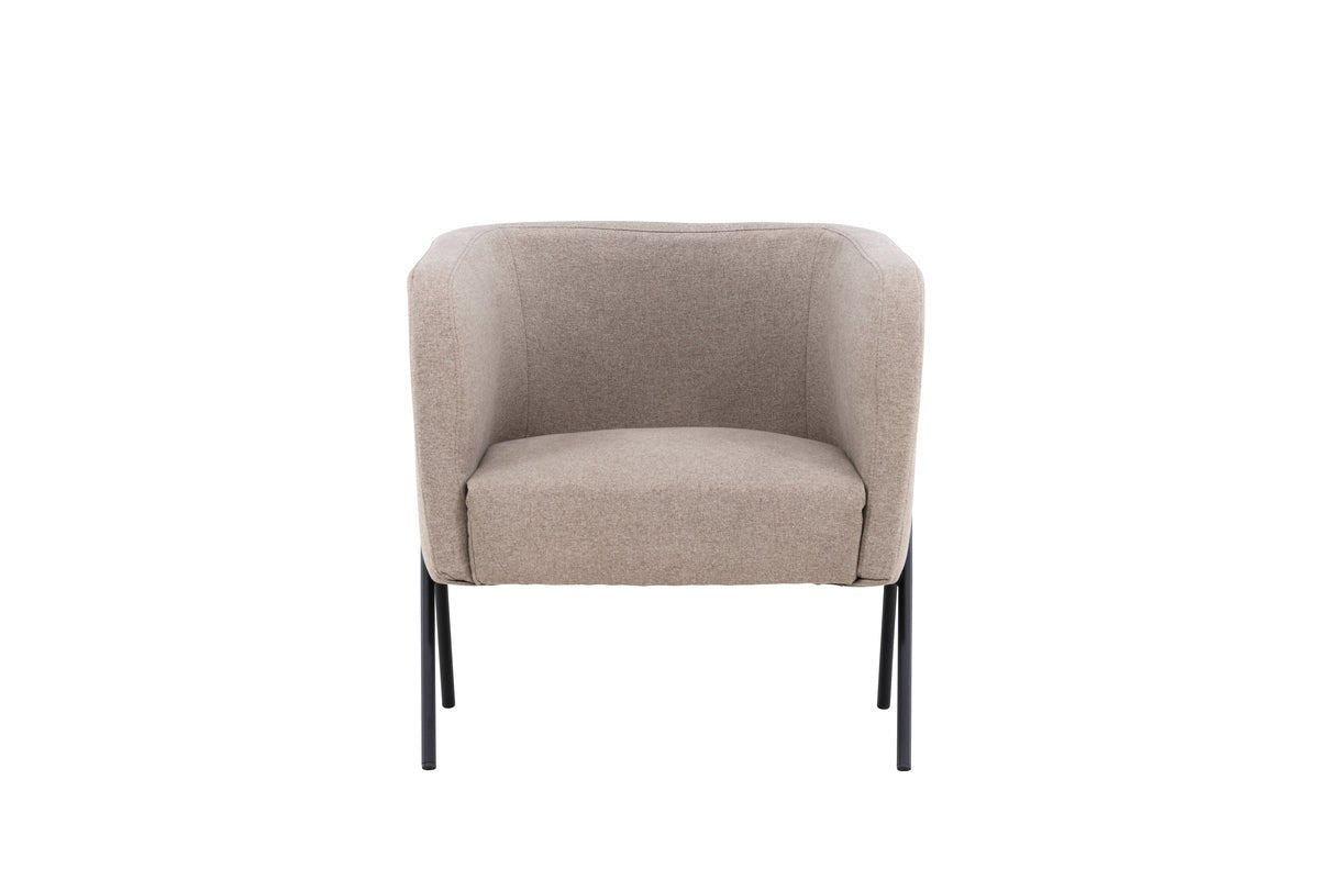 Fauteuil Rufus - avec tissu beige et pieds laqués noirs