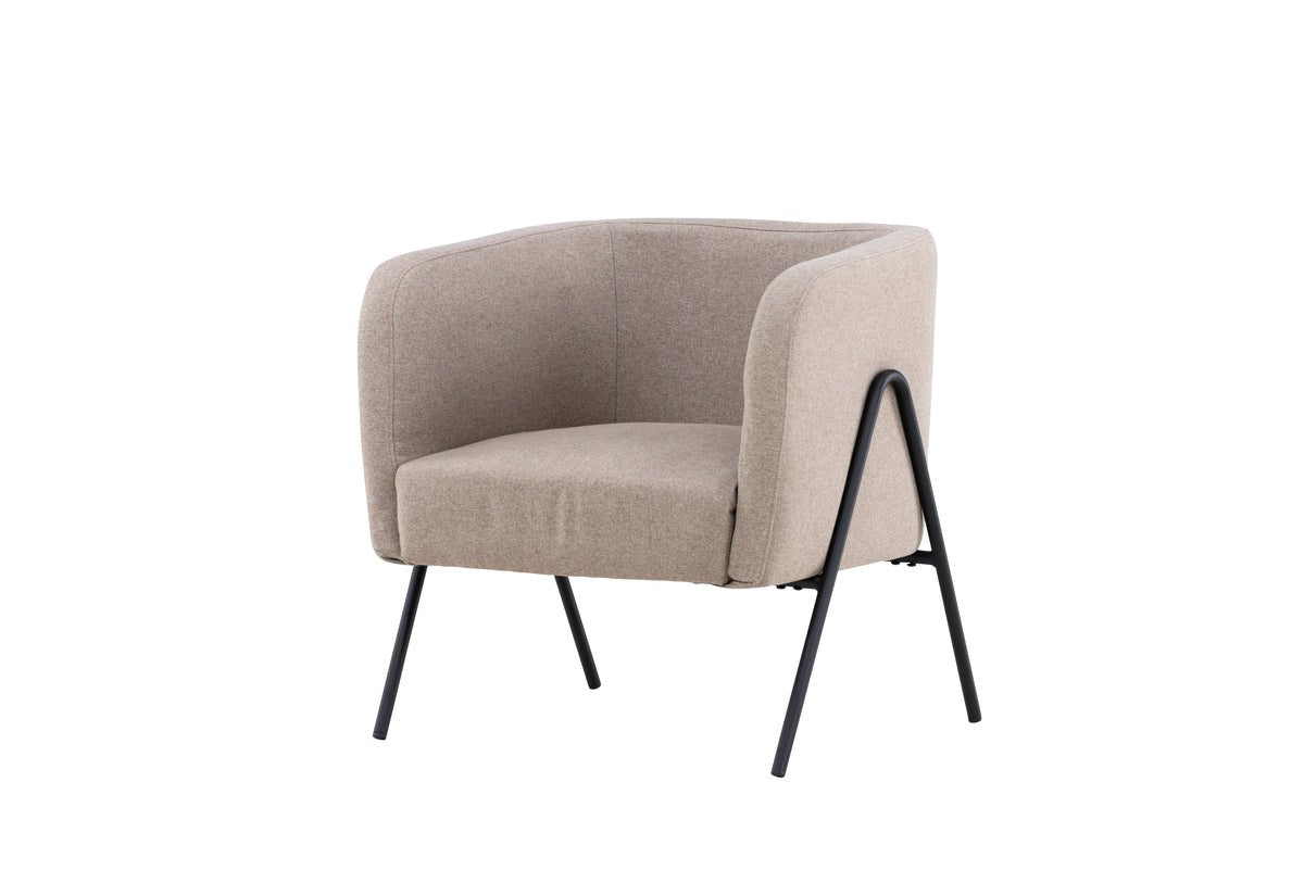 Fauteuil Rufus - avec tissu beige et pieds laqués noirs