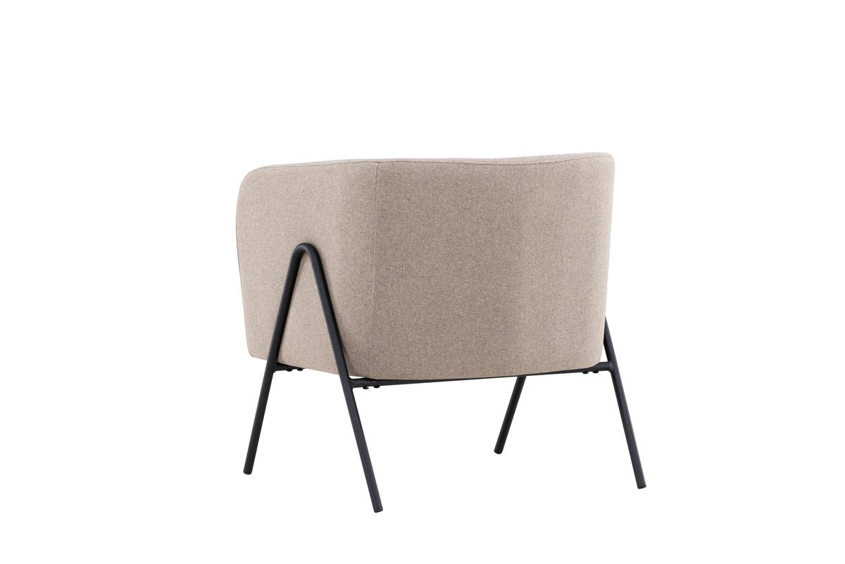 Fauteuil Rufus - avec tissu beige et pieds laqués noirs