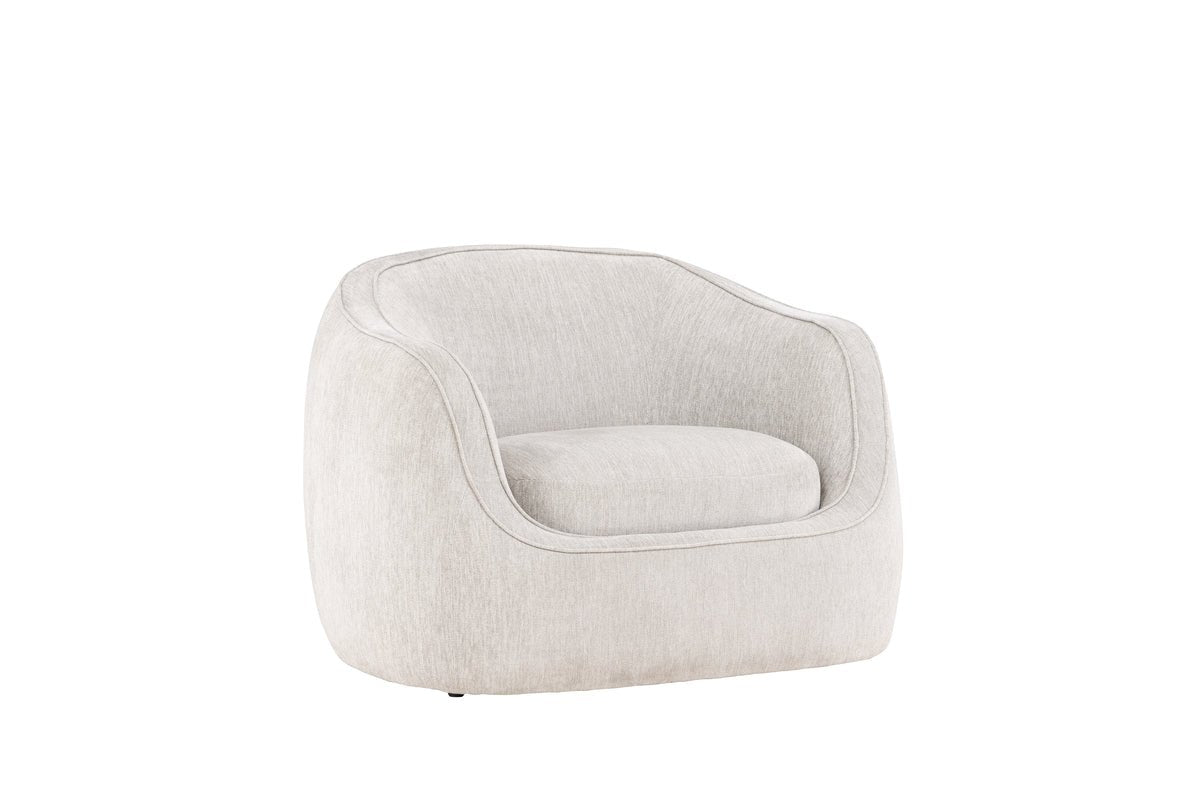 Fauteuil Elias - en gris clair avec des formes arrondies