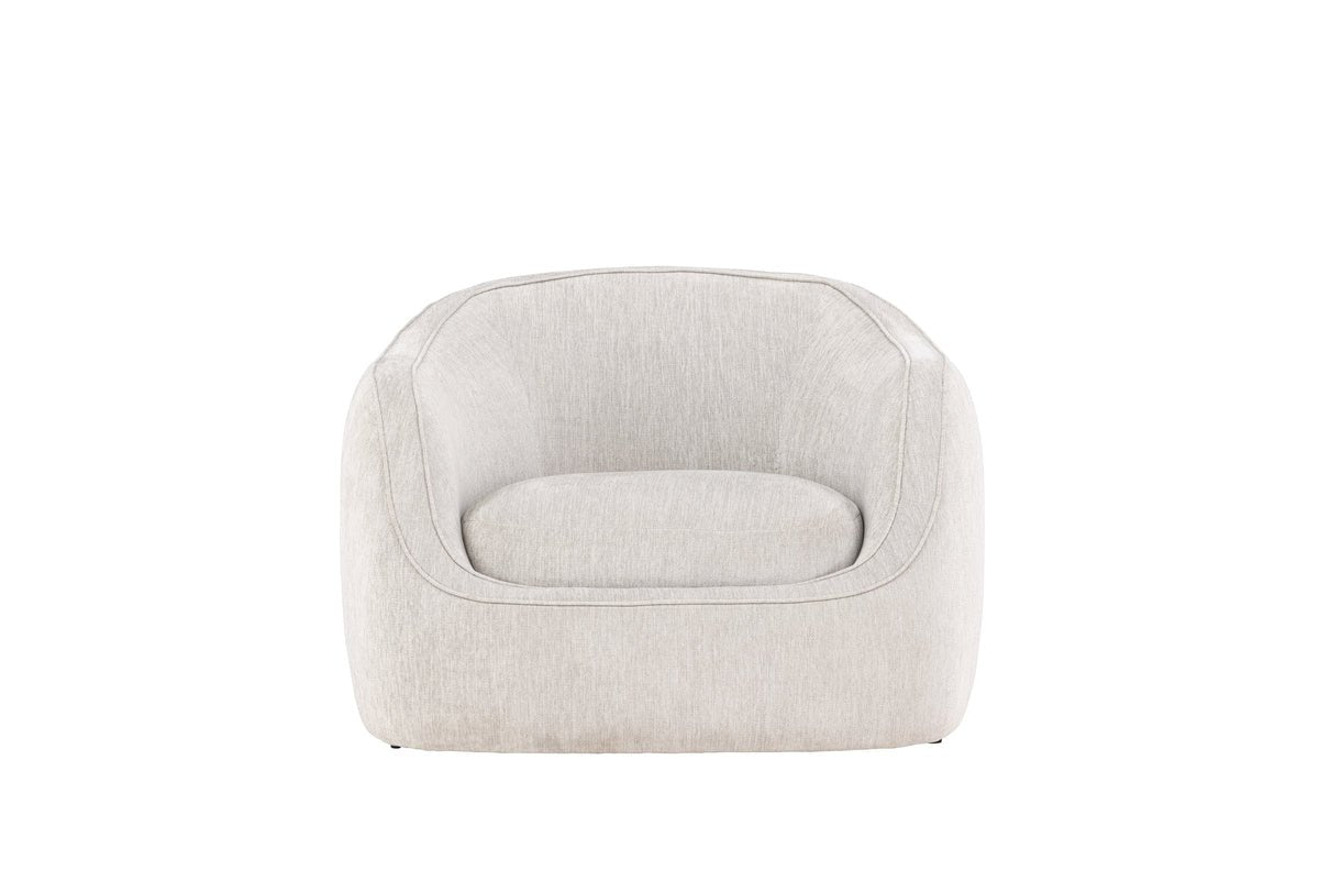 Fauteuil Elias - en gris clair avec des formes arrondies