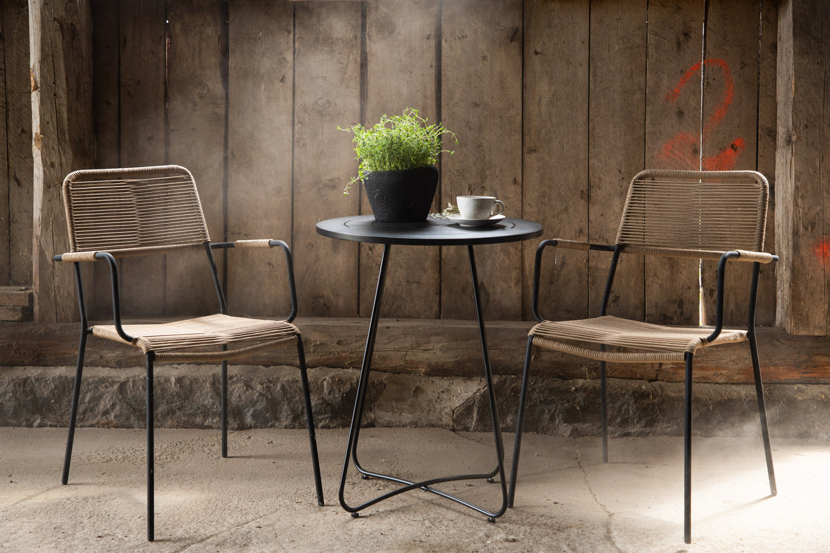 Table basse Hanoi - Ø65 avec plateau en acier noir