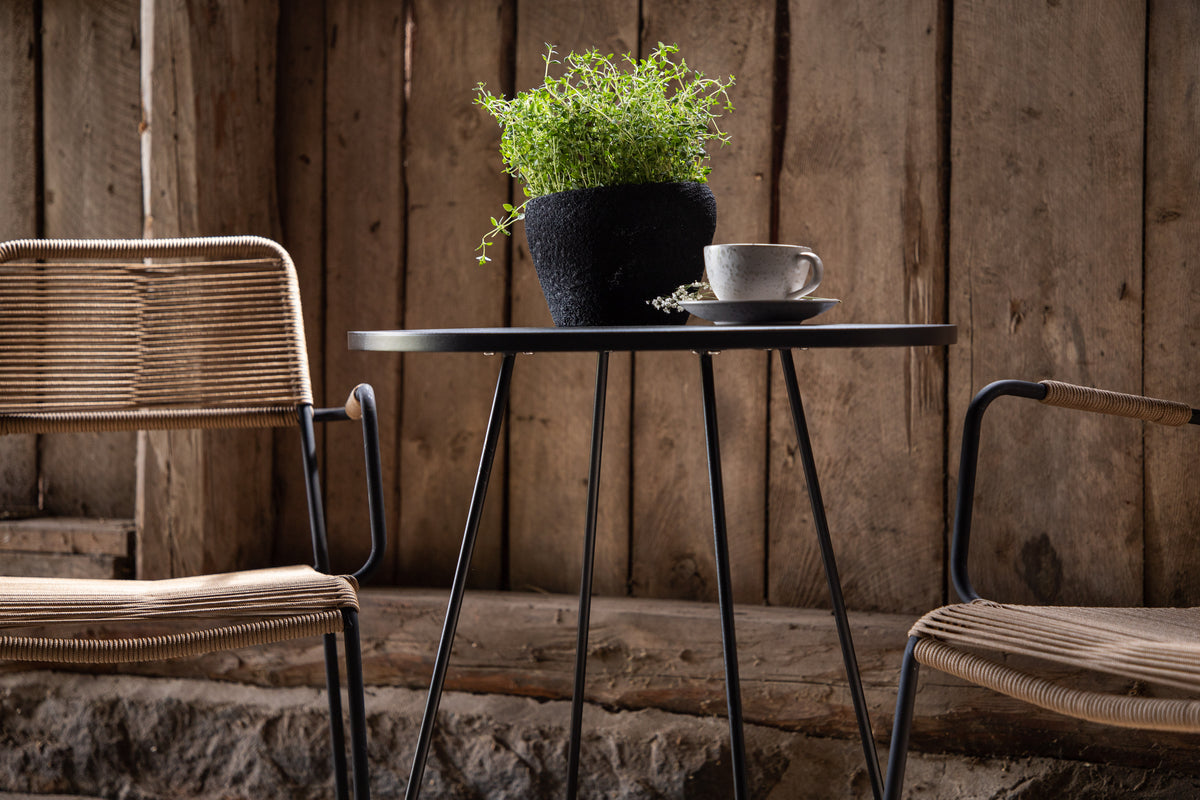 Kaffeetisch Hanoi -  Ø65 mit schwarzer Stahl- Tischplatte