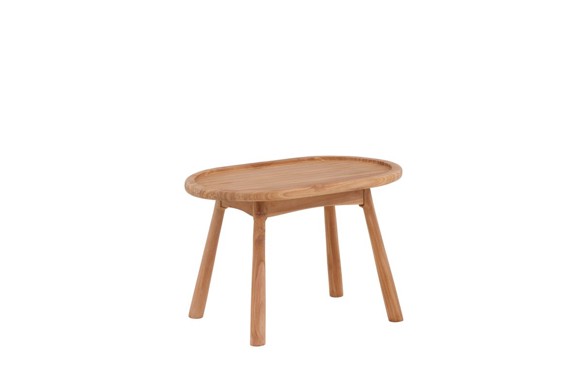 Table de jardin Maji - une table d'appoint de forme ovale en bois de teck