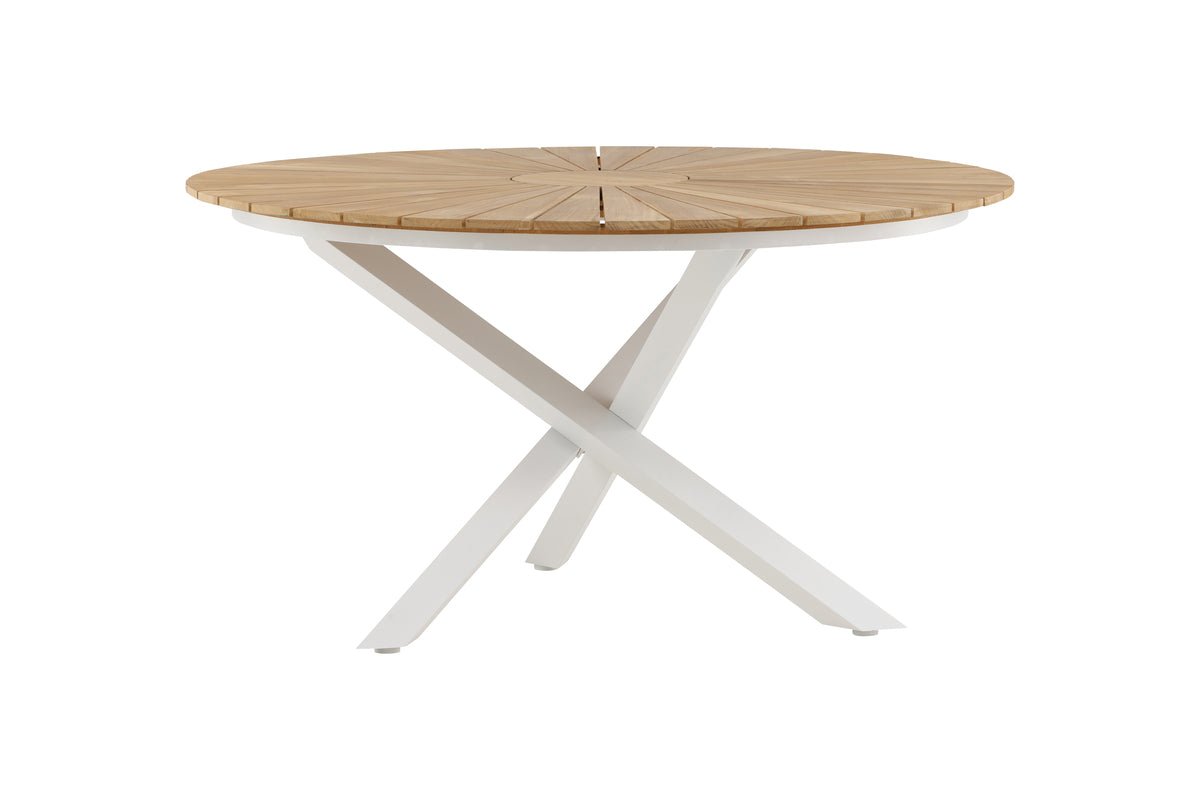 Table de jardin Mirani - une table à manger ronde en Métal et teck