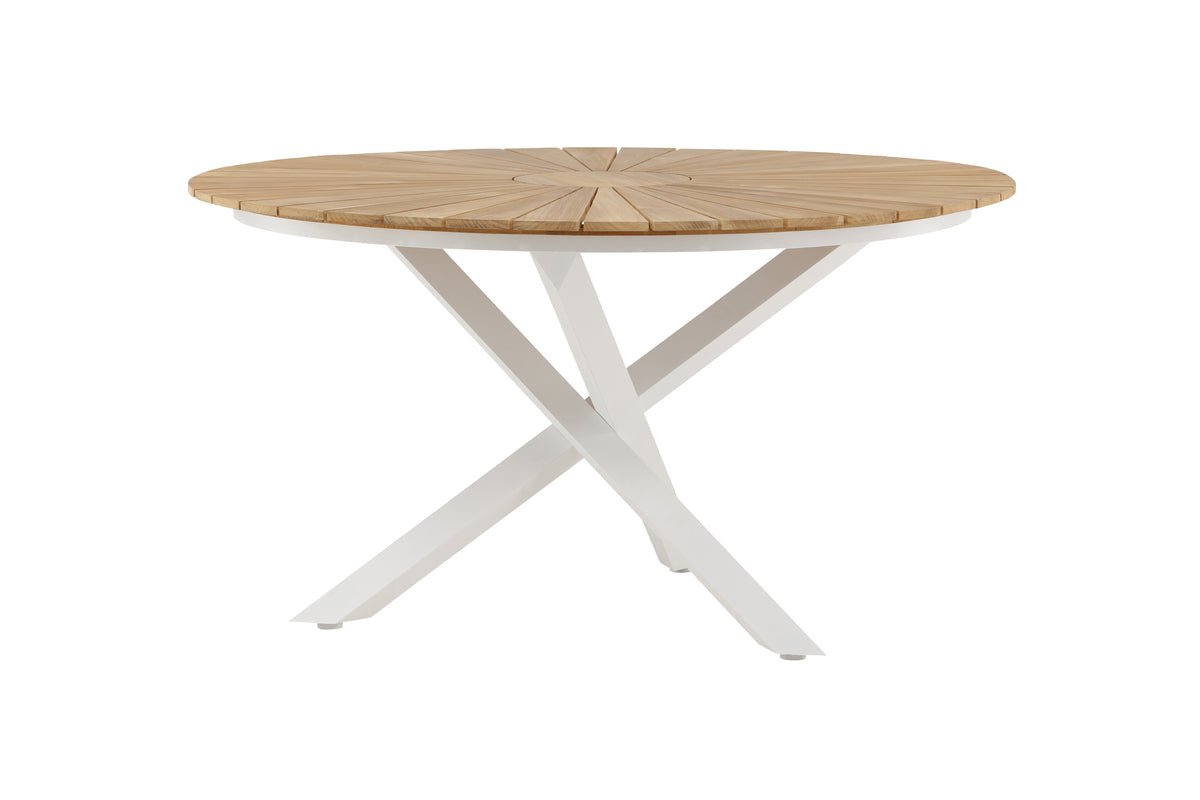 Table de jardin Mirani - une table à manger ronde en Métal et teck