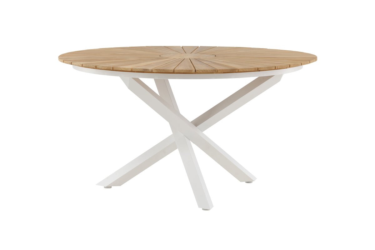 Table de jardin Mirani - une table à manger ronde en Métal et teck