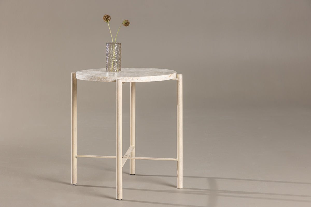 Table basse/table d'appoint Sandelo - avec plateau en pierre