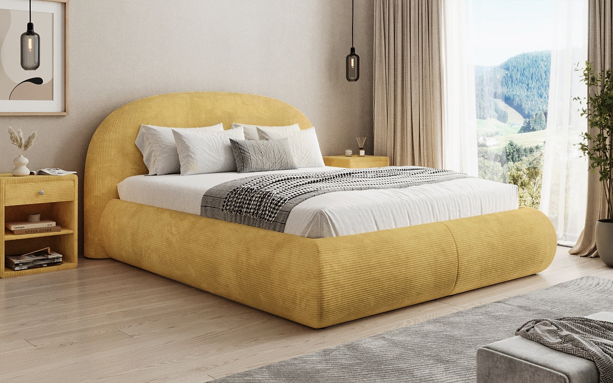 Lit rembourré design Loop en Côtelé avec rangement