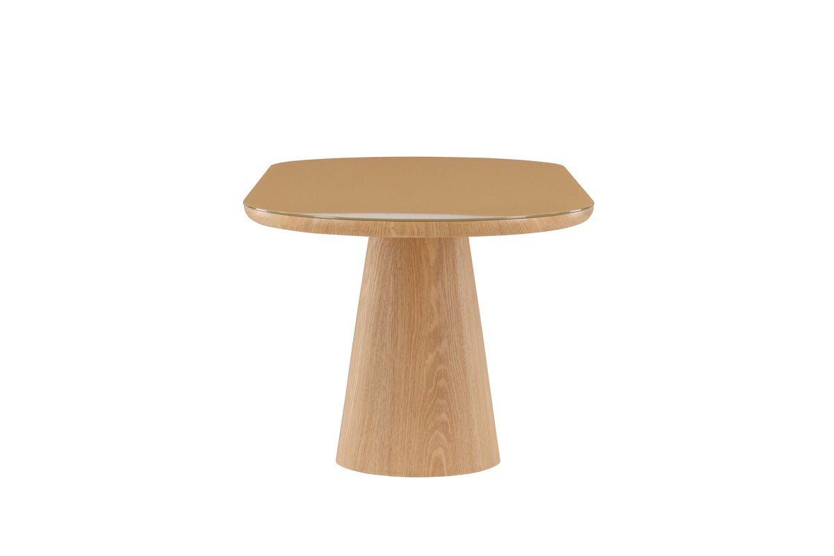 Table à manger Trianda - table à manger ovale en aspect naturel avec plateau en verre