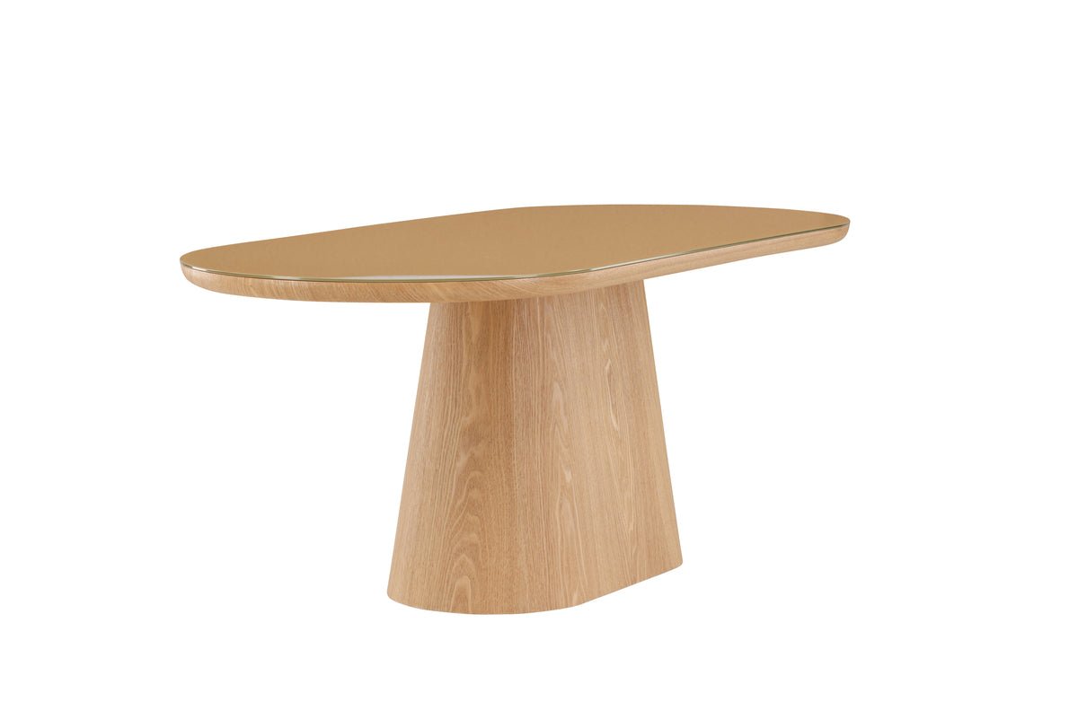 Table à manger Trianda - table à manger ovale en aspect naturel avec plateau en verre
