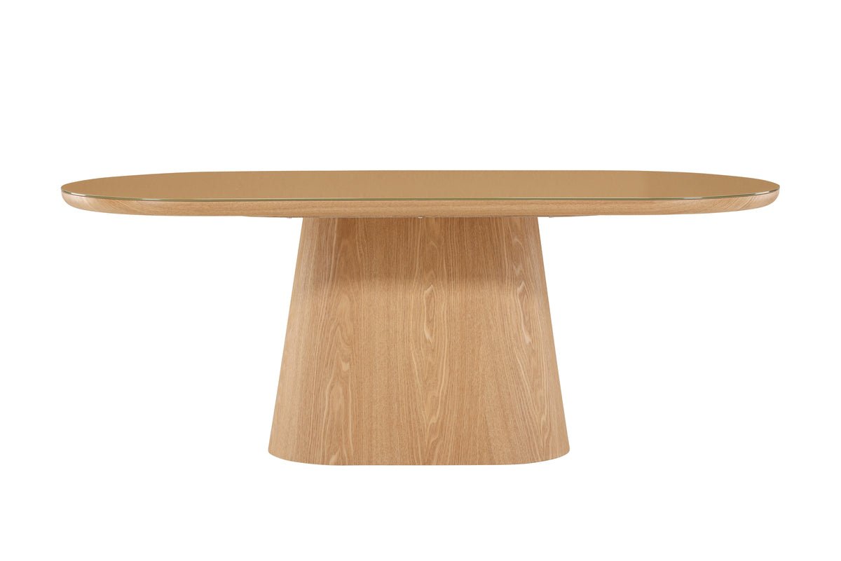 Table à manger Trianda - table à manger ovale en aspect naturel avec plateau en verre
