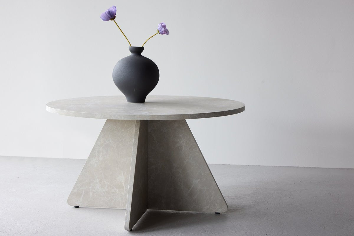 Table basse Navaro - Table ronde en Beige doux