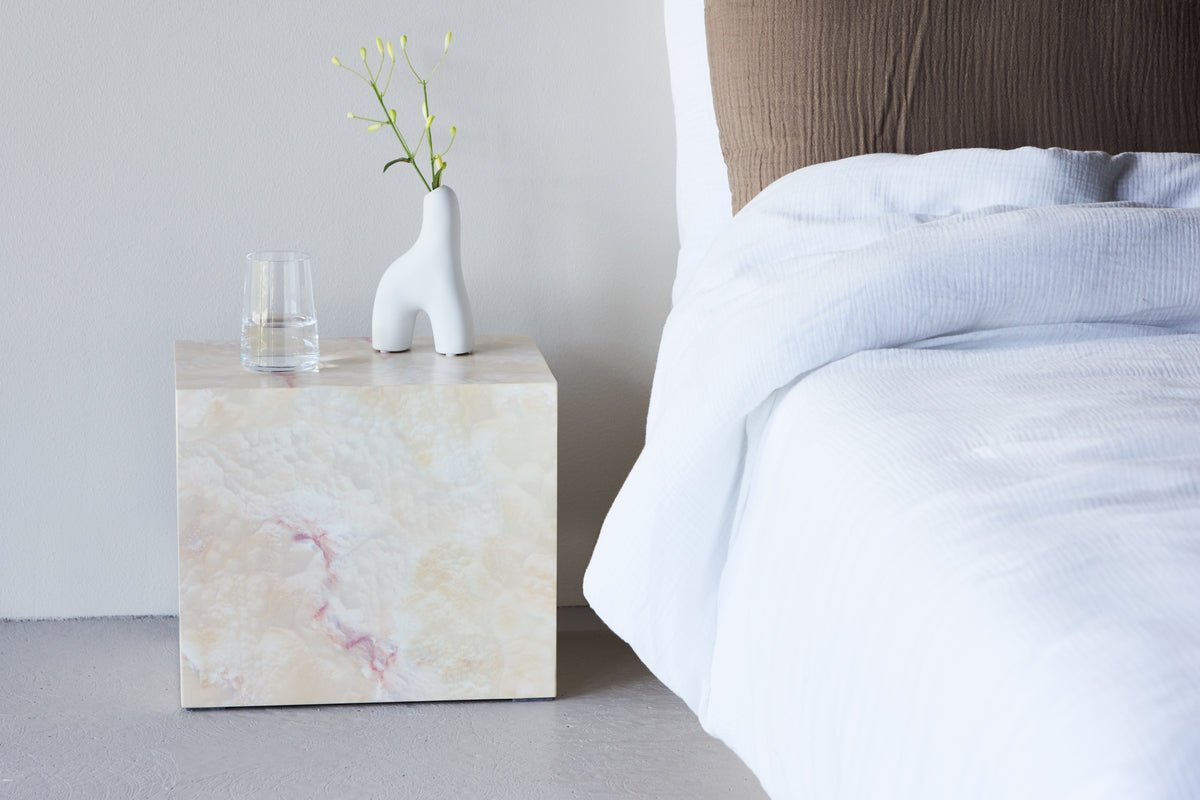 Table d'appoint Quadro – en Beige avec aspect pierre