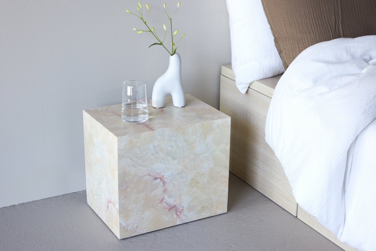 Table d'appoint Quadro – en Beige avec aspect pierre