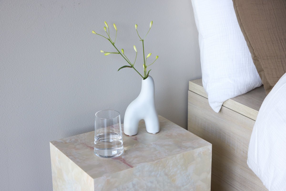 Table d'appoint Quadro – en Beige avec aspect pierre