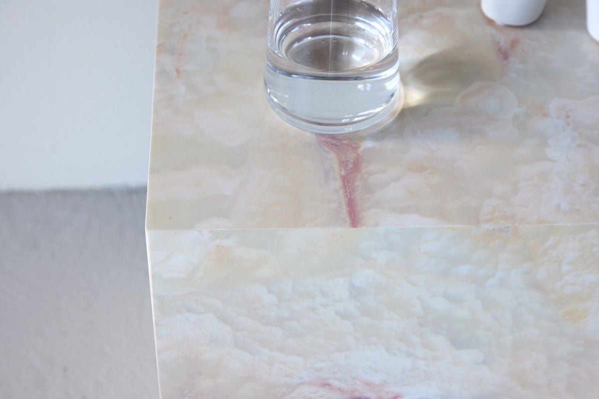 Table d'appoint Quadro – en Beige avec aspect pierre