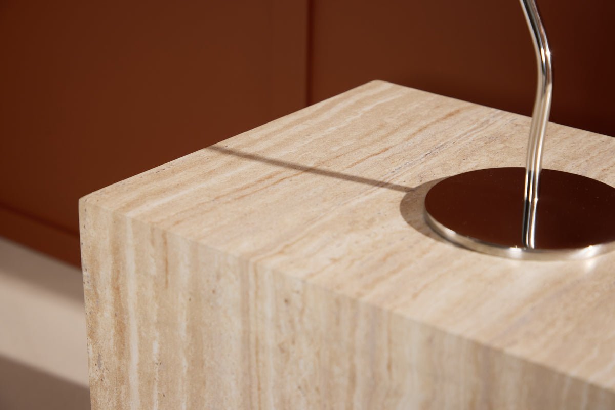 Table d'appoint Quadro – en Beige avec aspect pierre