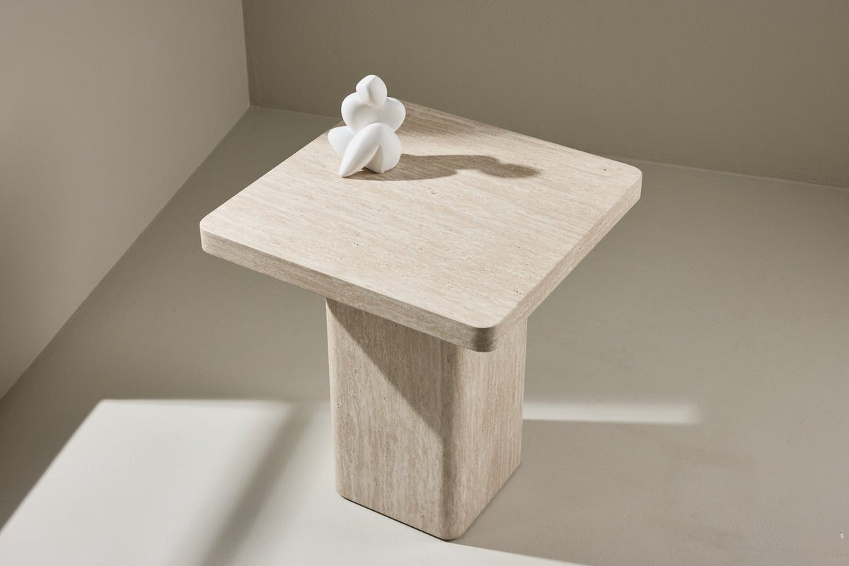 Table basse/tabouret d'appoint Nemo - avec motif beige