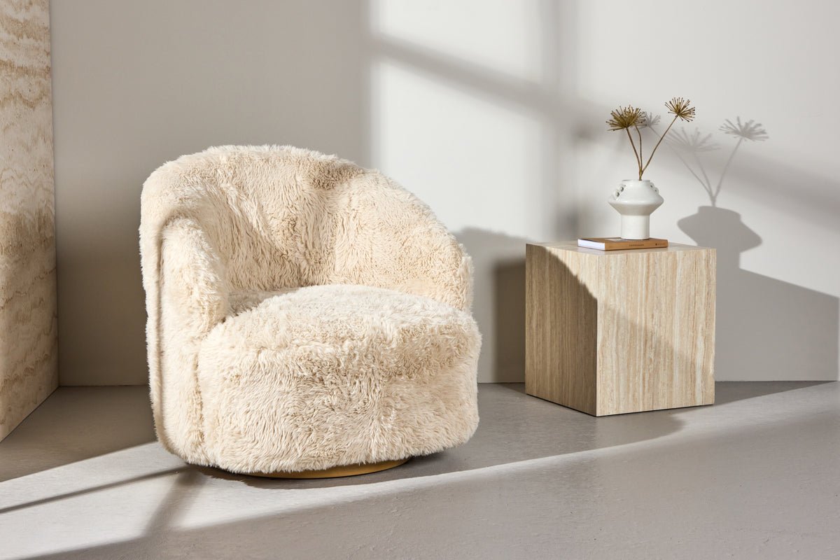 Fauteuil Astrid - Avec revêtement en polyester beige