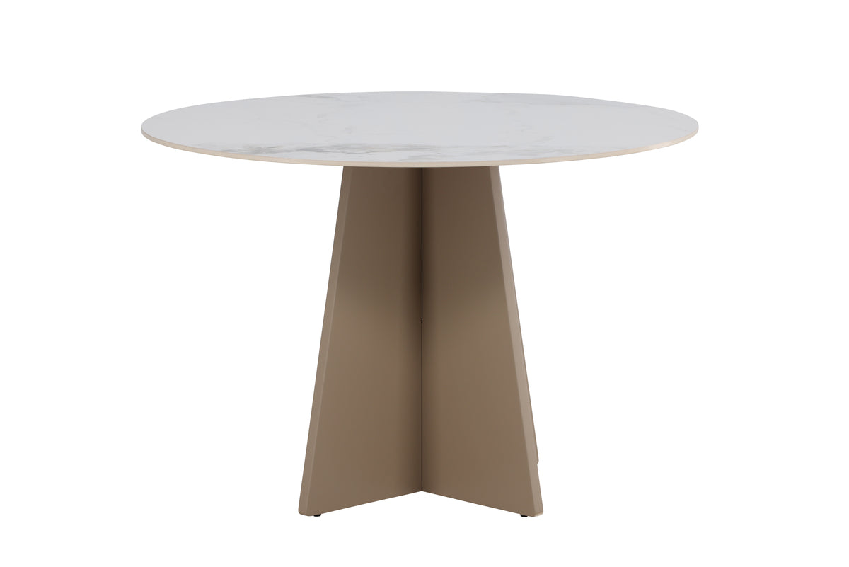 Table à manger Maris - en pierre frittée avec aspect marbre beige