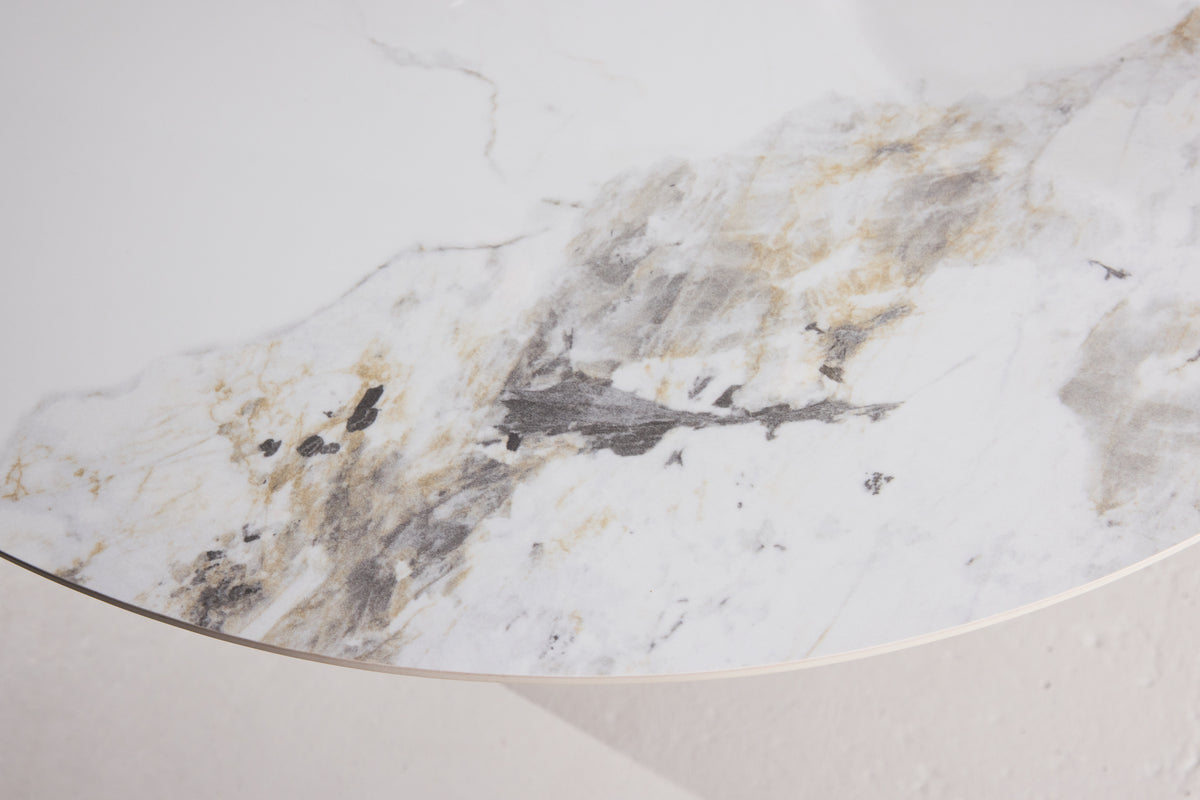 Table à manger Maris - en pierre frittée avec aspect marbre beige