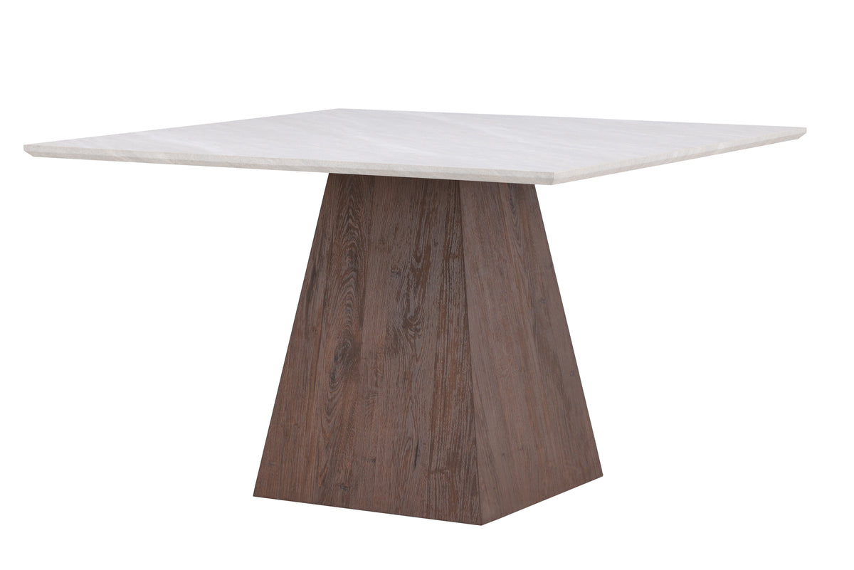 Table à manger Lior 120×120 cm en Gris clair avec cadre MDF