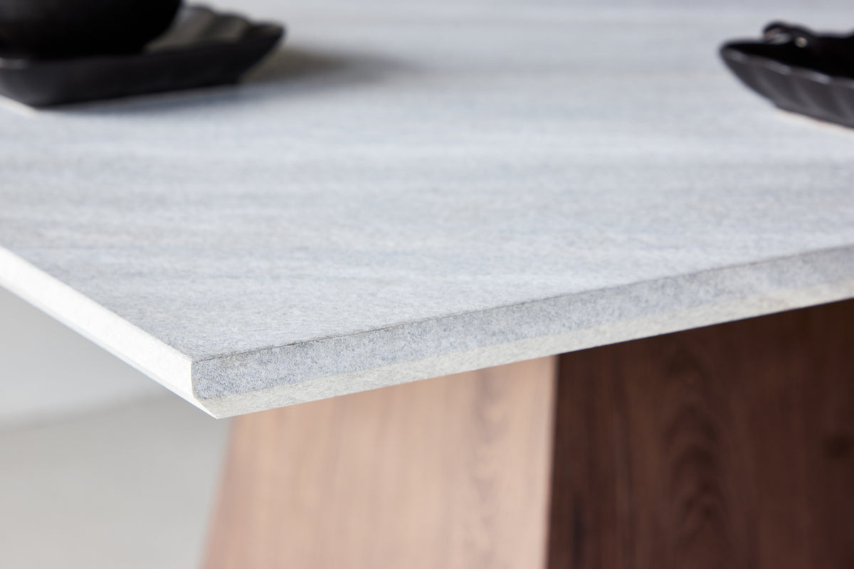 Table à manger Lior 120×120 cm en Gris clair avec cadre MDF