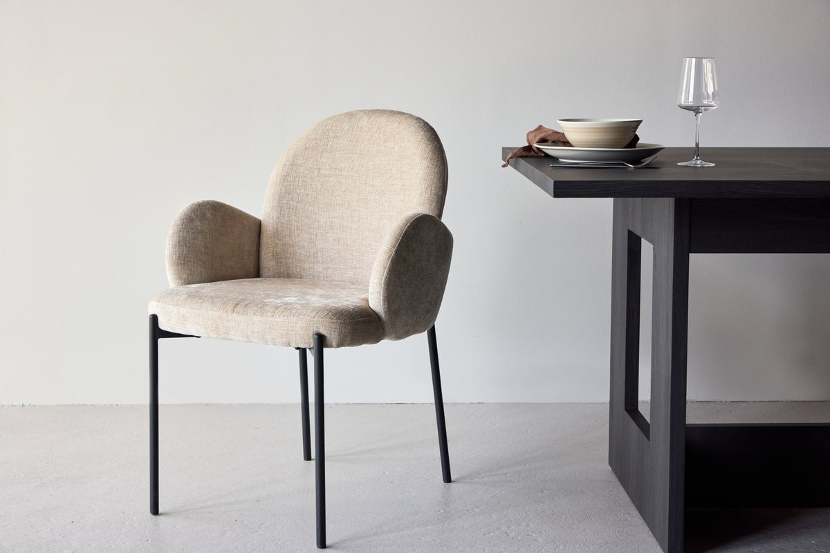 2er Set - Stuhl Hendrix skandinavisch mit schwarzen Stahlbeinen