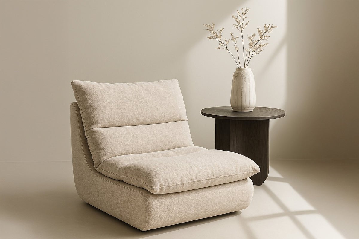 Fauteuil lounge Selona - Fauteuil rembourré en mélange de lin