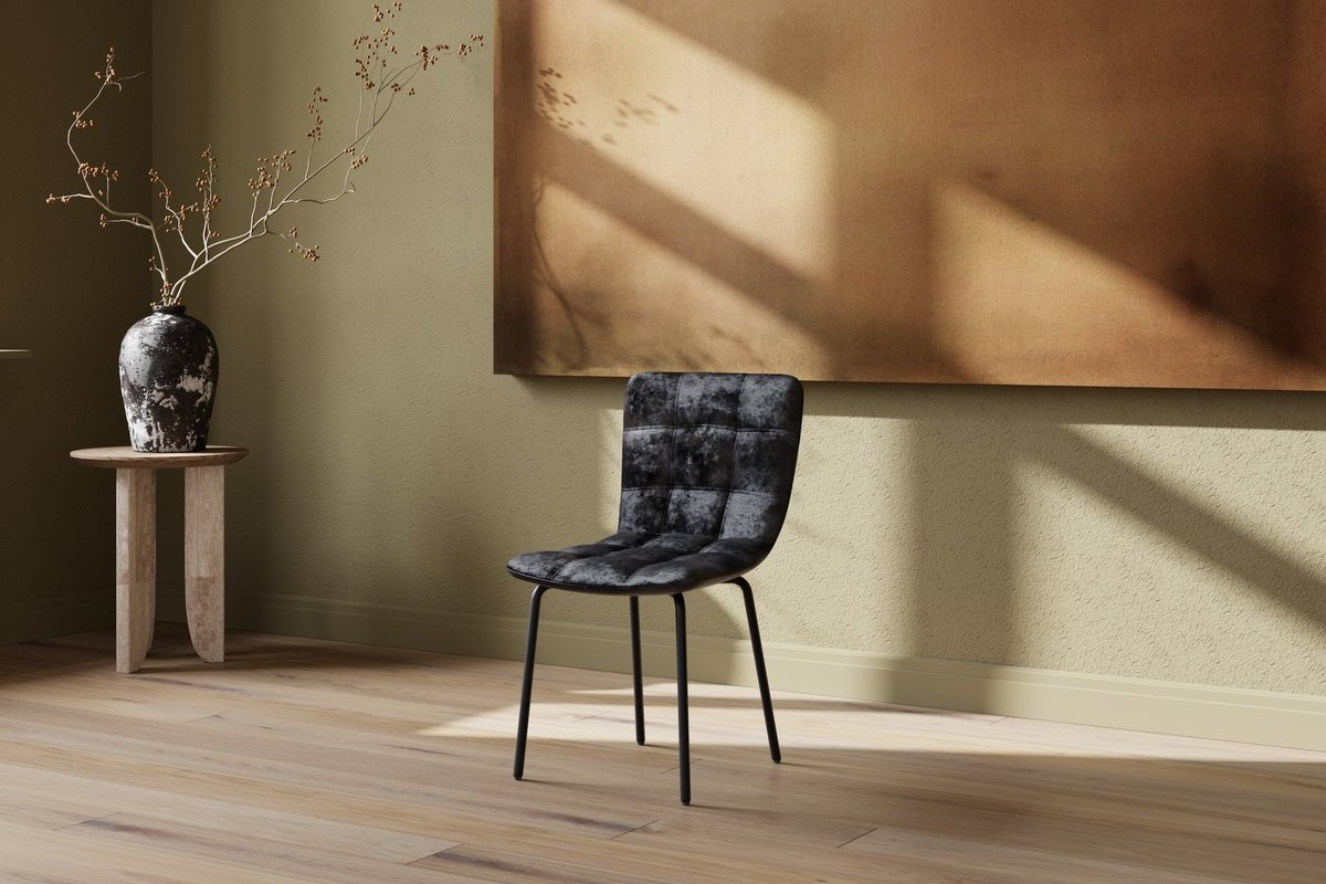 Ensemble de 2 chaises de salle à manger Dustin en velours noir avec pieds en métal