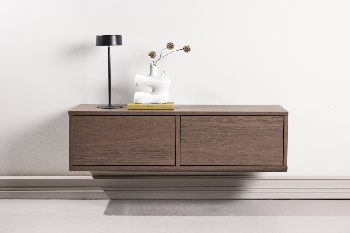 Meuble TV bas design Taverno – design en bois chaleureux avec espace de rangement