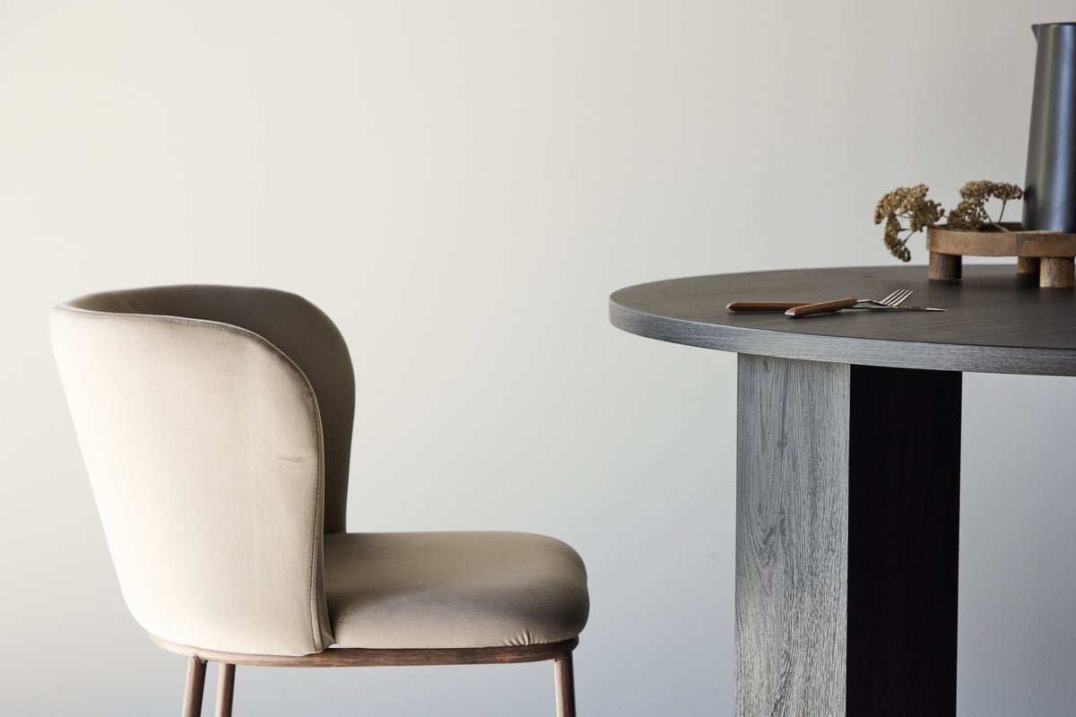 Ensemble de 2 chaises Coffee avec tissu en velours beige doux