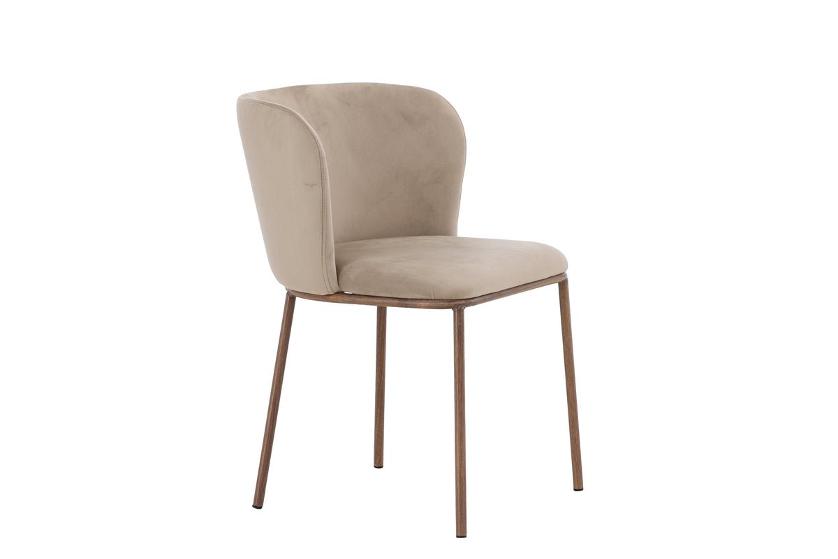 Ensemble de 2 chaises Coffee avec tissu en velours beige doux