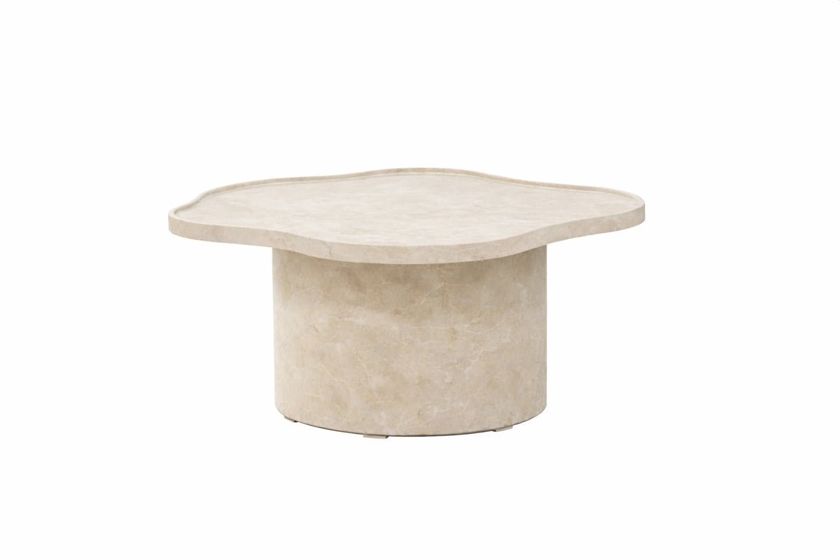 Table basse Zai - en Beige avec forme ronde et aspect marbre