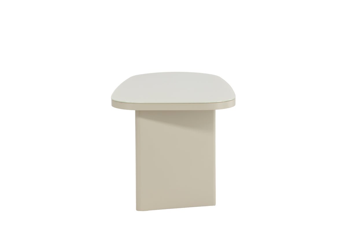 Table basse/table d'appoint Sonaro – 70 × 45 cm en Beige avec plateau en verre